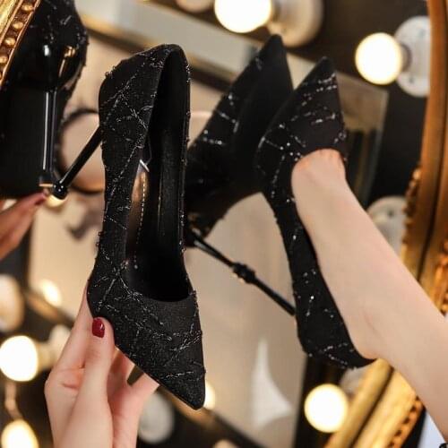 2021 New French Small High-heeled Black High-heeled Shoes Spring and Autumn Stiletto All-match Work Womens Single Shoes