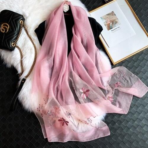 New 2020 Solid Scarf Hijab Winter Silk Wool Scarves Women Fashion Embroidery Warm Long Shawl Bandana Foulard Pashmina Poncho