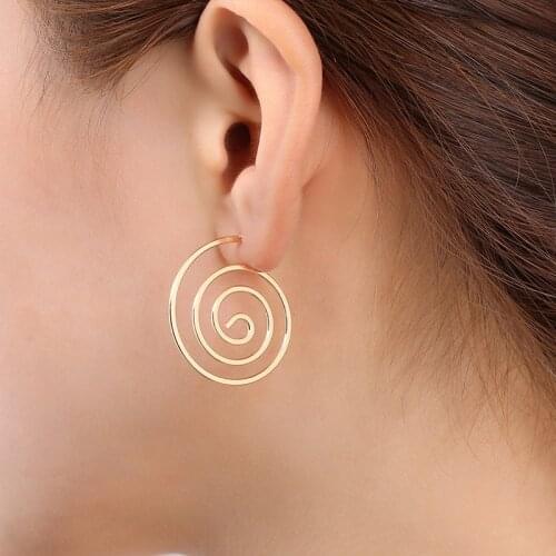 New Fashion Copper Alloy Round Arete Spiral Earrings Alloy Round Long Rarrings Jewelry Earrings ladies Earrings