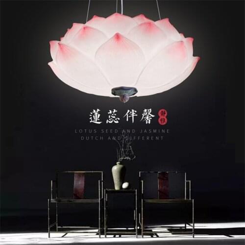 Creative new Chinese lotus flower pendant lights living room dining room teahouse resin deco lamp art hanging lights lighting