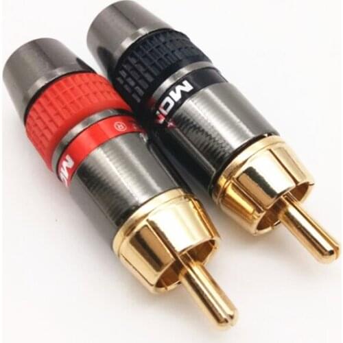 2pcs New RCA Male Female Lotus Plug Audio Signal Line Terminal 8mm Wire Hole Copper Terminal Block Gold-plated