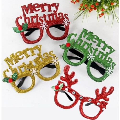 Marry Christmas Letter Glasses Frame Antler Xmas Tree Glasses Frame Adult Childrens Toys Christmas Party Eyeglasses Dress Up