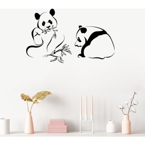 Panda Bears Animals Wall Stickers Asian Bamboo Wall Decal Home Decor For Kids Room Vinyl Art Mural DW11030