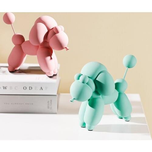 Resin Charms Animal Figurines Home Decoration Accessories For Living Room Balloon Dog Model Office Desk Decor Kids Birthday Gift