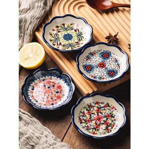 Poland Series Household Ceramic Flavour Saucer 4 Inch Seasoning Plate Soy Sauce Vinegar Saucer Snack Bone Plate