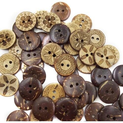 50Pcs/Pack Brown Coconut Shell 2 Holes Buttons fit Sewing Scrapbooking 18mm