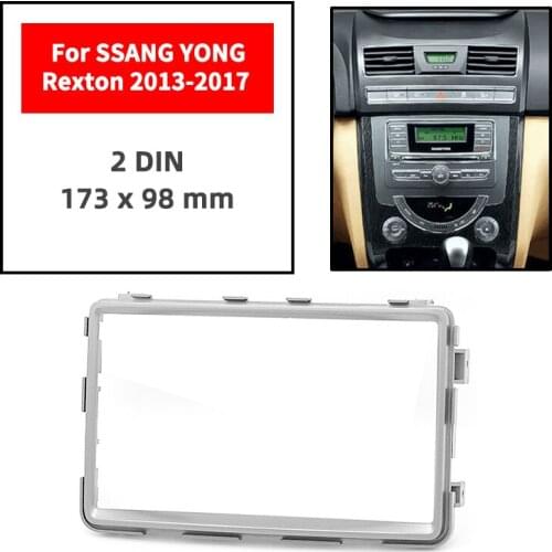 Double Din Radio Fascia for SSANG YONG Rexton 2013-2017 Panel Dash Mount Installation Trim Kit Face Black Frame GPS 173 x 98 mm