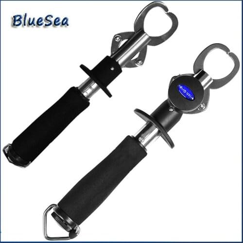 BlueSea 24cm Outdoor Portable Stainless Steel Fishing Grip With Ruler Weight Scale Lock Fish Lip Gripper Grabber Tackle Tool