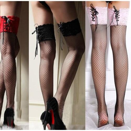 Sexy Hole Women Sexy Stockings Fashion Women Mesh Fishnet Long Stockings Over Knee Thigh High Stockings Red Black White Pink