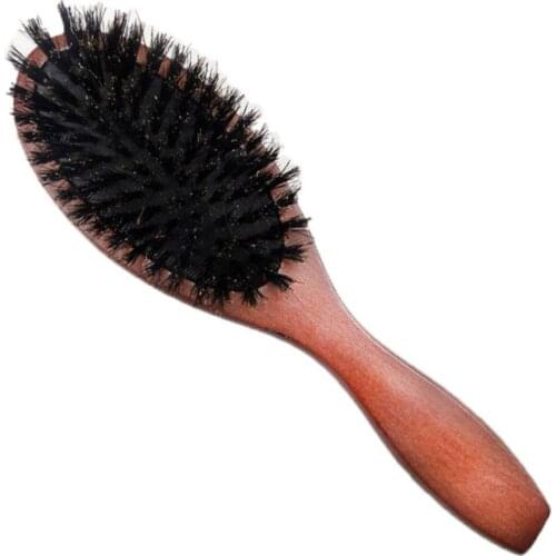 Natural Boar Bristle Hairbrush Massage Comb Anti-static Hair Scalp Paddle Brush Beech Wooden Handle Hair Brush Comb Styling Tool