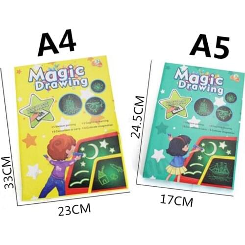 1PC A4 LED Luminous Drawing Board Graffiti Doodle Drawing Tablet Magic Draw With Light-Fun Fluorescent Pen Educational Toy