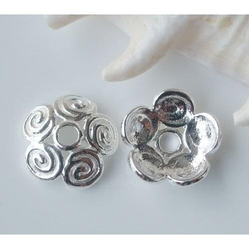 Solid 925 Sterling Sliver Bead Cap 2.4mm Hole ,1 piece