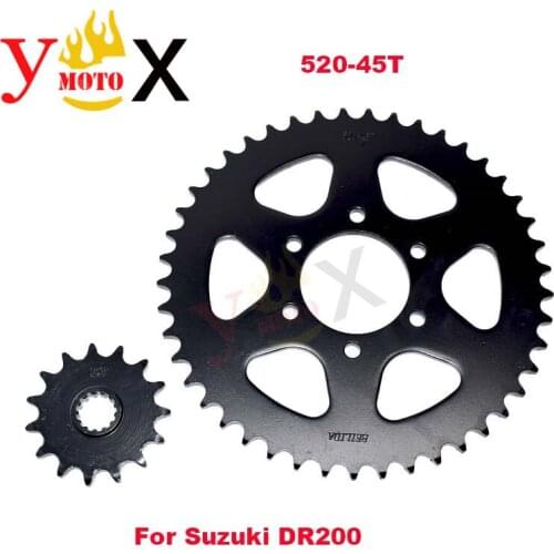 DR 200 Off Road Dirt Bike Mortorcycle Front & Rear Set 520-45T 15T Chain Sprocket Gear Steel For Suzuki DR200 DR200SE DR200S