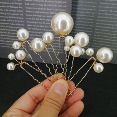 Fashion Women Simulated Pearl Hairpin U Shape Metal Barrette Clip Wedding Bridal Hair Accessories Wedding Hairstyle Design Tools