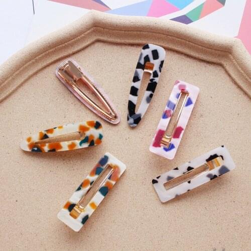 2019 Summer Colorful Leopard Resin Acetate Acrylic Hairpins For Women Vintage Hair Accessories Geometric Square Drop Hair Clips