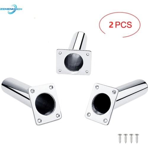 2PCS 316 Stainless Steel Flush Mount 0 or 20 Degree Square Shape Flange Fishing Rod Racks Holder Bracket for Boat Fishing Tackle
