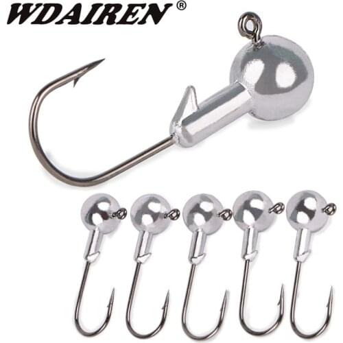 5pcs/lot Lead Head Fishing Hook Crank Jig Head Hook for Carp Fishing Lure Soft Worms Lures Fishing Tackle Accessories