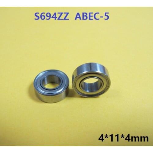 50pcs ABEC-5 S694ZZ S694 ZZ Stainless Steel Bearing 4*11*4mm shielded deep groove ball bearings Miniature 4x11x4 mm 694 694ZZ