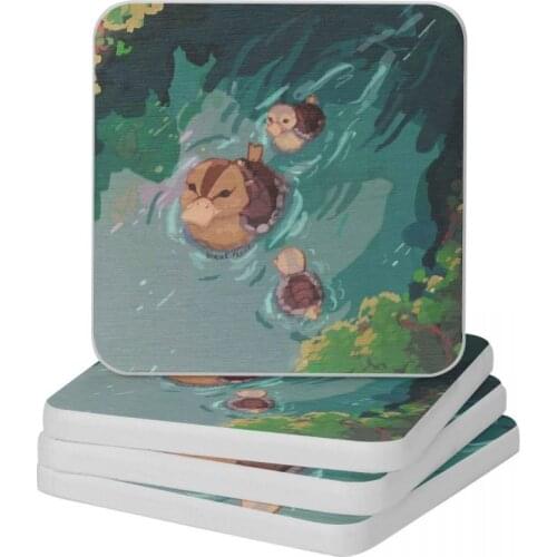 Turtle Duck Pond Avatar The Last Airbender Diatomite Square Round Coaster Non-slip Cup Bonsai Mat Soap Toothbrush Pad 10x10cm