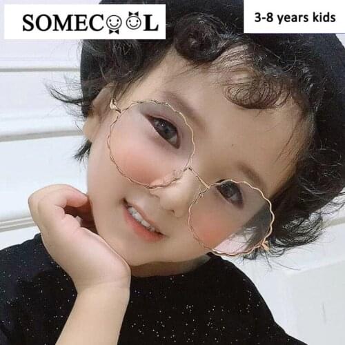 2020 NEW spring Flower shaped sunglasses for 3-8 years Girls glasses Metal Frame Sea Beach Vintage Round kids Oculos de sol N470