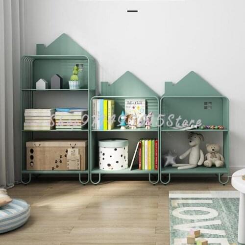 Childrens Bookcase Racks Living Room Wrought Iron Bay Window Multi-layer Shelf Small Bookcase Room Bedroom Storage Rack