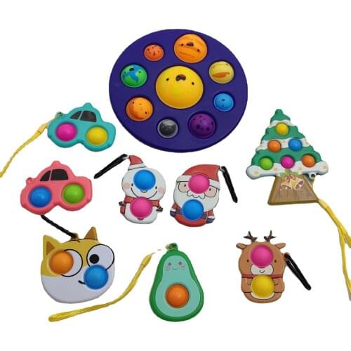 Fidget Toys Christmas Bubble Pack Its Planetary Decompression Antistress Push Bubble Keychain Pop For Hands Popins Squishy