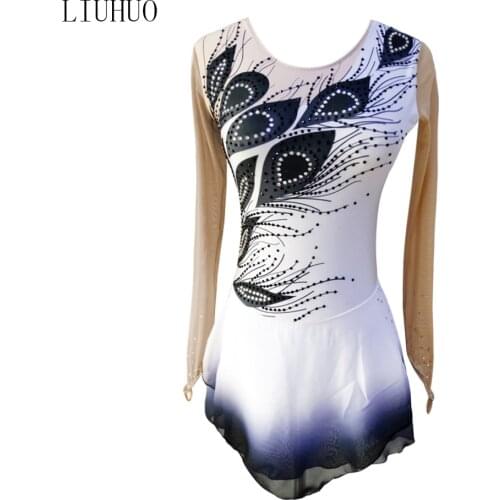 Custom design Girls' Ice Skating dance Dress Peacock Hot sale Gymnastics Performance Skating tendy ski Wear