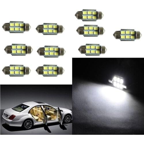 Kit 10 Super Bright BOMBILLAS Coche LED FESTOON 39MM C5W CANBUS 6 LEDS SAMSUNG 5630 Chip BLANCO PURO 6000K