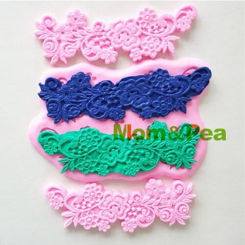 Mom&Pea 1263 Free Shipping Lace Flower Silicone Mold Cake Decoration Fondant Cake 3D Mold Food Grade