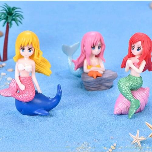 4Pcs Cute Shell Mermaid Miniatures Figurine Ocean Micro Landscape DIY Bonsai Fish Tank Ornaments