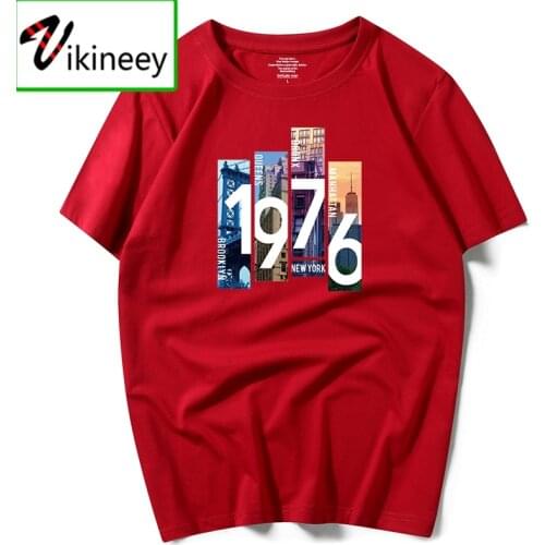 2020 New brand printing 1976 T-shirt Mens short-sleeved shirt 100% cotton Mens T-shirt 3XL summer Mens clothes large size