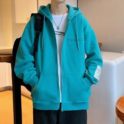 Harajuku Zip Up 2021 Oversize Autumn Spring Black Blue Classic Hoodies MenS Sweatshirts Hip Hop Punk Streetwear Casual Pullover