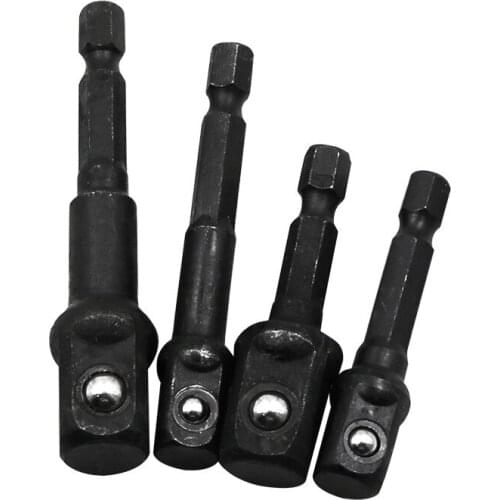 8 Pieces Socket Adapte Bits Set Hex Drill Nut Driver Power Shank 1/4" 3/8" 1/2" Connecting Rod Head Extension Drill Bits Tools