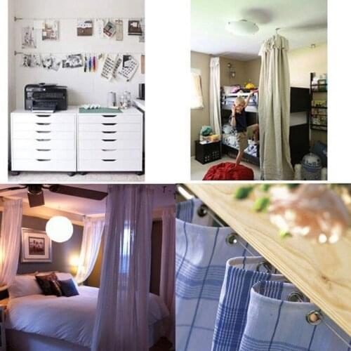 Curtain Drape Wire Rod Set with 12 Clips, Stainless Steel Picture Hanging Wire Clothesline Wire Multi-Purpose Set Hang Photos, N