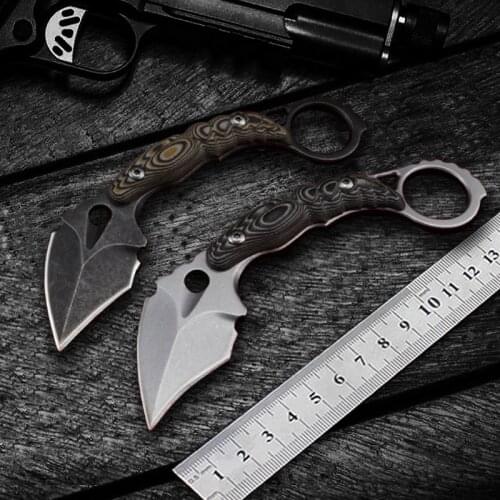 EDC knife Karambit CS GO Knives DC53 Steel fixed balde Hunting Knife tactical gear sharp Camping Survival Tools gift K sheath