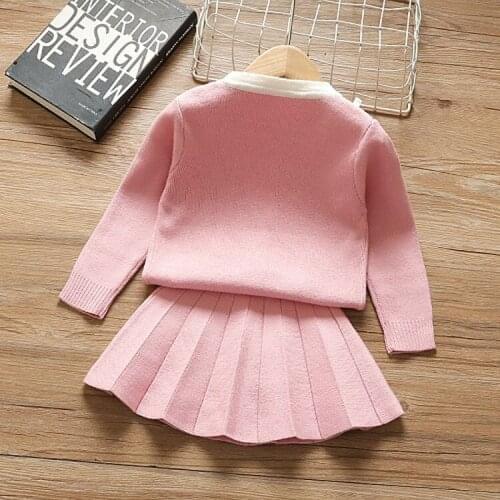 Girls Princess Dress Knitted Cardigan Two-piece Suit Kids Clothes Baby Girl Clothes Toddler Girl Fall Clothes 2021 Clothing Set