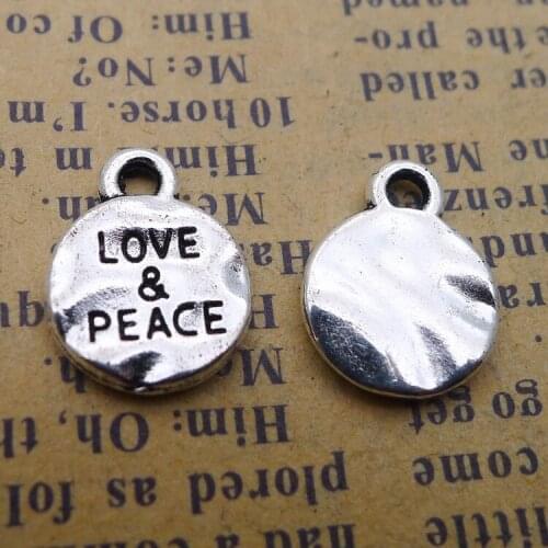 30Pcs 10*13mm Antique Silver Color Zinc Alloy Love&Peace Charms Necklace Earrings Pendant Accessory Charms For Jewelry Making