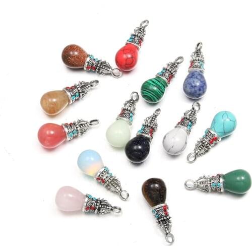 Natural Stone Pendants Water Drop Shape Quartzd Pendant for Jewelry Making DIY Necklace Accessories Men Women Gift 15x40mm