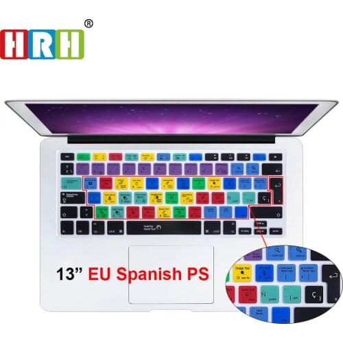HRH Dust-proof Spanish Photoshop PS shortcuts Hotkeys Silicone Keyboard Skin Cover Protector For Mac book 13" 15"17 Before 2016
