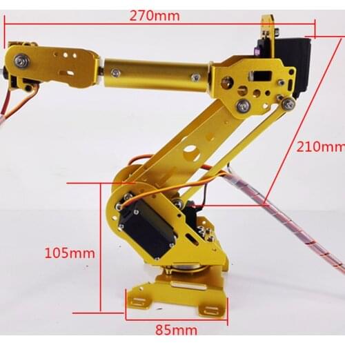 Aluminum DoArm S6 6DoF Robot Arm ABB Model Mechanical Manipulator with 4pcs MG996R+2pcs MG90S Servos+Control Kit for Arduino