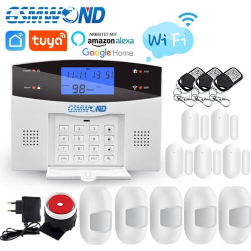 WiFi PSTN GSM Alarm System Kit Home Alarm System 433MHz Wireless & Wired Alarms Host Door Open Sensor Alarms APP Keyboard Screen