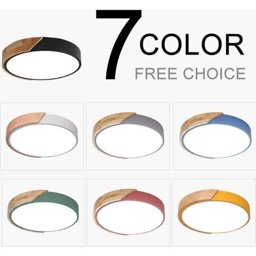 Nordic Light Fixture Wood Ceiling Lamp With Remote Control Round Lamp For Bedroom Modern AC90-265V Ceilings Living Room Light