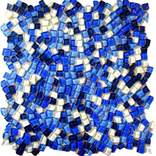 Irregular shape mixed blue color glass mosaic tiles EHGM1005H kitchen backsplash bathroom shower wall cover hallway border