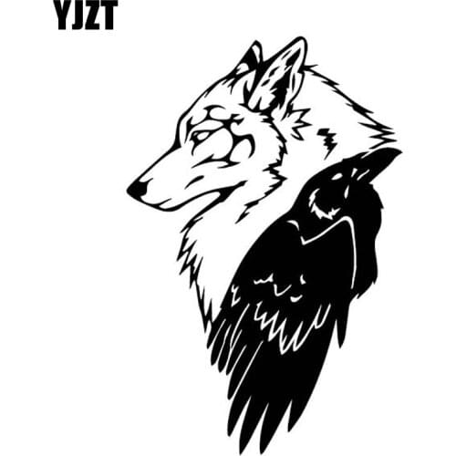 YJZT 11.3CM*17CM Wolves And Eagles Originality Car Sticker Accessories Bumper Vinyl Decal Black/Silver C4-1214
