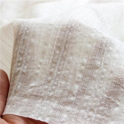 Pure cotton jacquard seersucker fabric Textile Cloth for DIY Handwork Dress Skirt Lining Curtains Tissue Tela XJ30