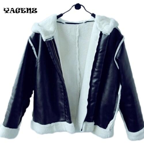 Lamb hair jacket female Korean student short paragraph 2019 winter clothing fur one hooded coat winter plus velvet thick jacket