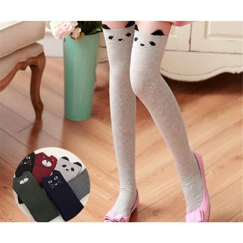 Womens Warm Cotton Thigh High Socks Sexy Cat Catoon Over Knee Socks Long Stockings For Girls Lolita B690