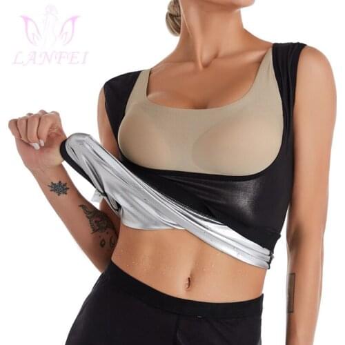 LANFEI Sauna Vest Silver Coating Shirts for Women Fat Burning Sweat Waist Trainer Tops Slimming Workout Fitness Corset Belts