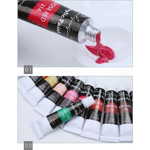 12/24 Color Acrylic Paint Set for Canvas Wood Clay Fabric Nail Art Ceramic Craft 12Ml EIG88