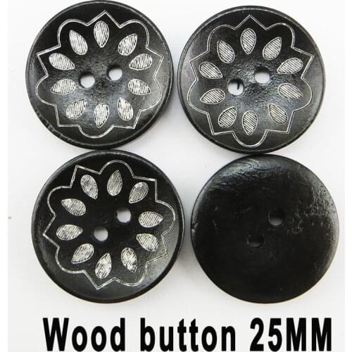 25PCS 25MM Wooden 2-Holes Flower Buttons Fit Coat Boots Sewing Clothes Accessory Garment Button MCB-157